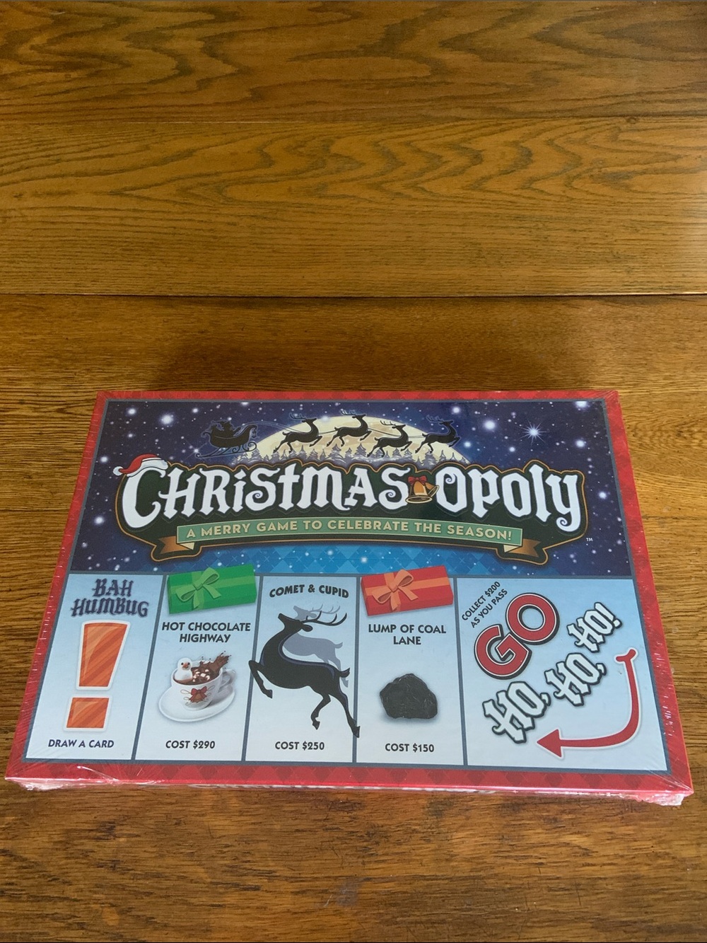 Christmas-opoly Board Game - Holiday Family Puzzle Game (Red, Blue)